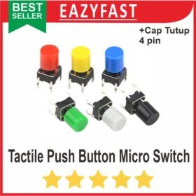 Tactile Push Button Micro Switch + Cap Tutup  4 Pin