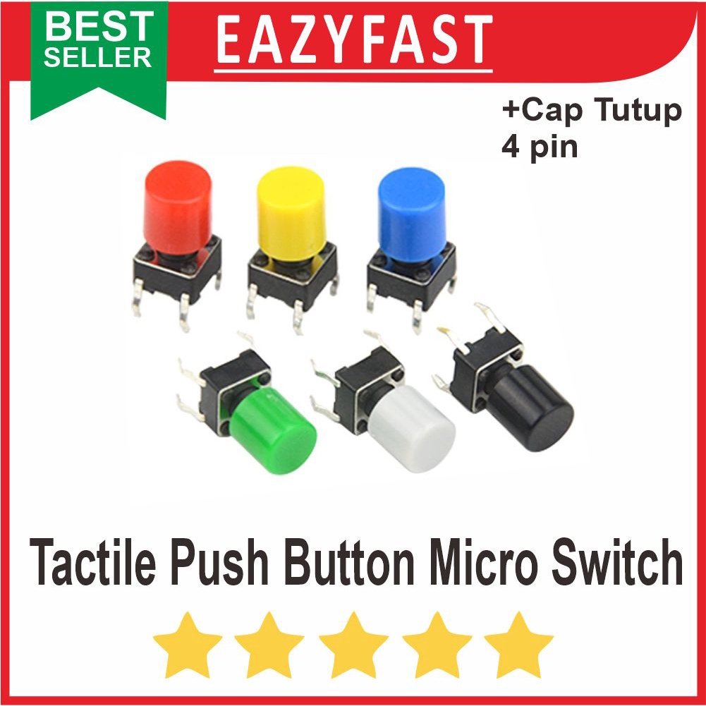 ginee_20251002102937263_0843202502.jpeg Tactile Push Button Micro Switch + Cap Tutup 4 Pin - Image 1