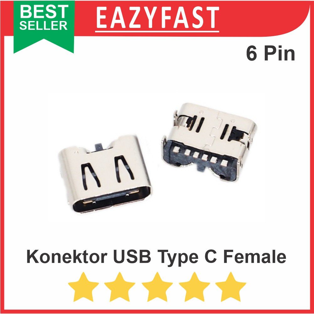 ginee_20251003111250454_7248283606.jpeg Socket USB Type C Female Connector PCB SMD 6p 6 P Pin Betina Soket HP - Image 1