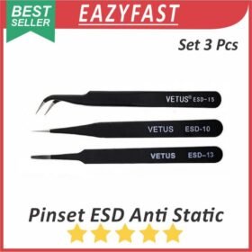 Pinset Elektronik Anti Listrik Static ESD Set 3 Pcs Plastik Plastic Nylon Carbon Fiber non Logam Konduktif
