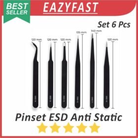 Pinset Elektronik Anti Listrik Static ESD Set 6 Pcs Plastik Plastic Nylon Carbon Fiber non Logam Konduktif