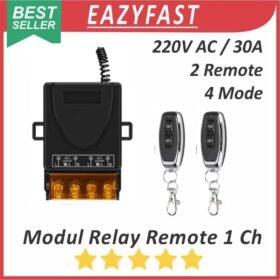 Modul Switch 2 Remote Relay Saklar On Off 220V AC 30A 4 Mode Radio Wireless 433Mhz Lampu Pagar Kipas Pompa Remot Jarak Jauh