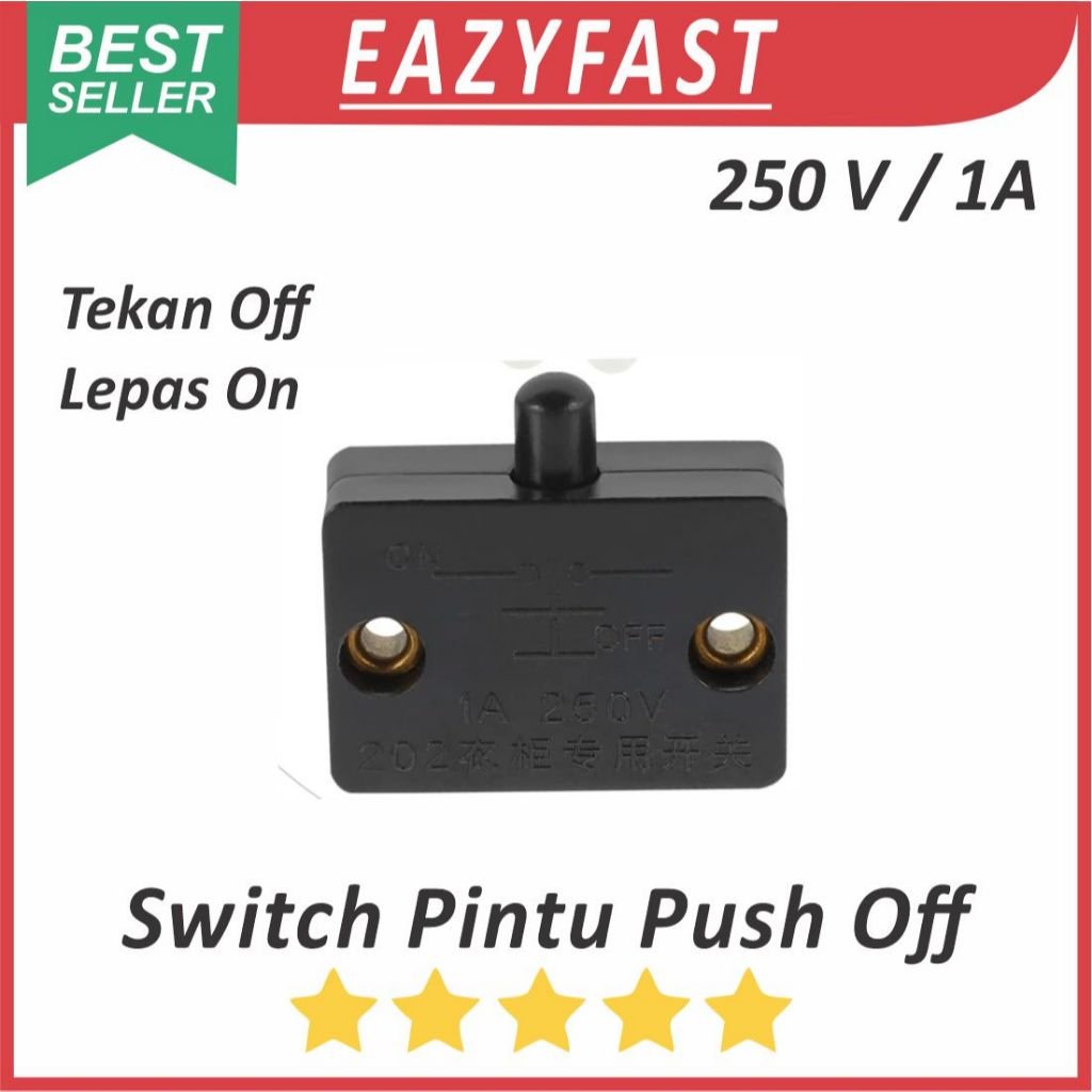 ginee_20251030105124069_9756002389.jpeg Saklar Lampu Pintu HITAM Lemari Laci Sliding Kulkas Switch NC Tekan Push Off Lepas On - Image 1