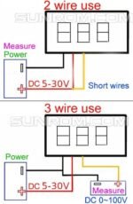Voltmeter Digital DC 0.56" Inch 2 Kabel Wire Volt Meter Red Green Blue - Image 4