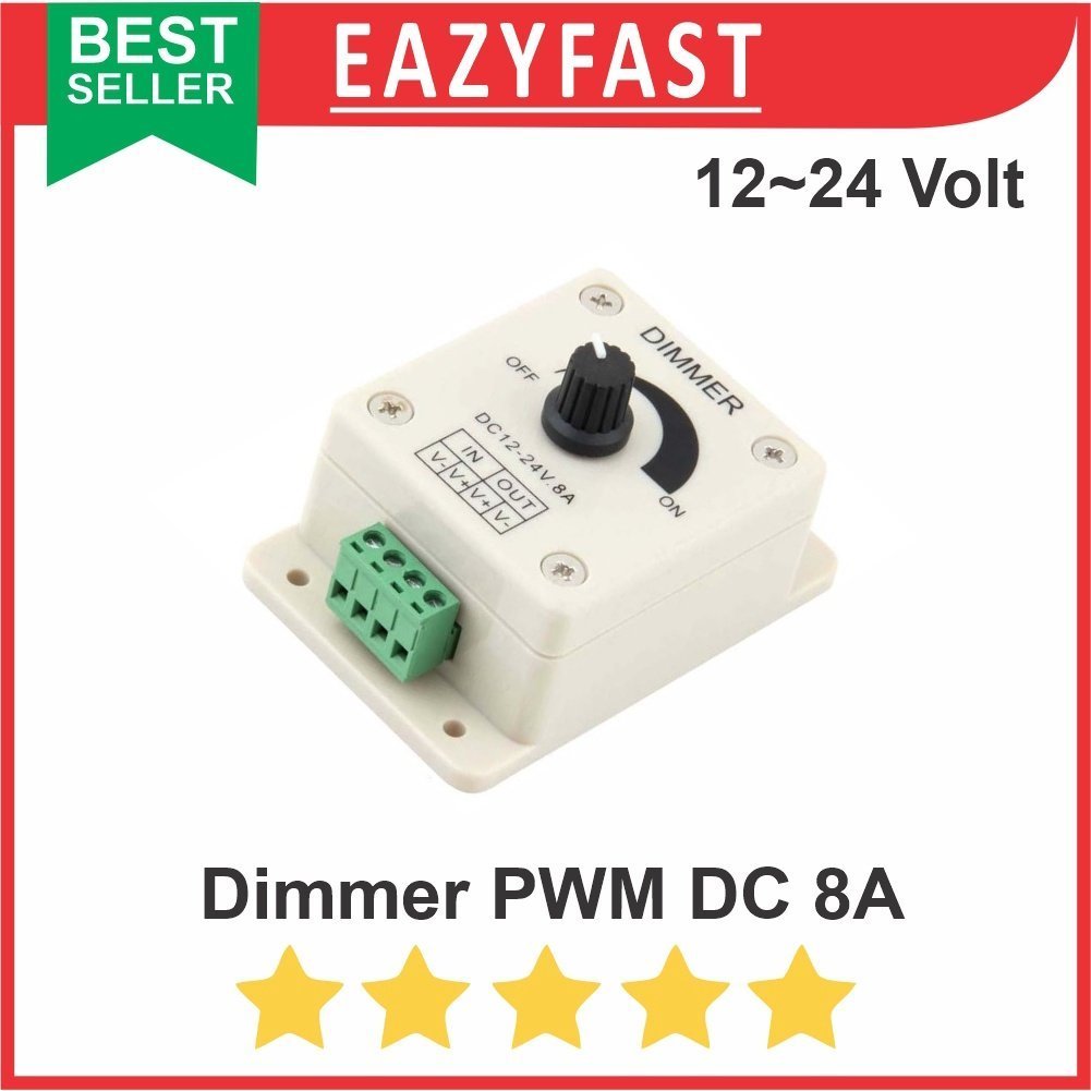 ginee_20241213121153967_2315407596.jpeg Dimmer DC 12v - 24v Volt 8A PWM Controller Lampu Led Strip Speed Motor - Image 1