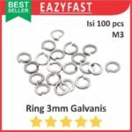 Ring Per Spring Washer Mur Baut M3 3mm M 3 mm Galvanis Putih JP Screw Lock Pack isi 100 Pcs Skrup WP