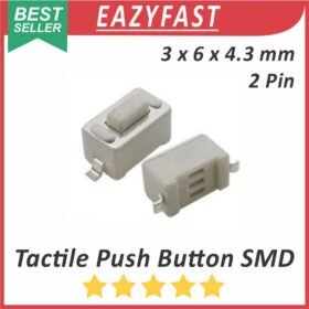 Tactile Push Button Switch Key SMD 3x6x4.3mm 2P 2 Pin Kaki 3 x 6 x 4.3 mm Saklar Tombol Tact Micro