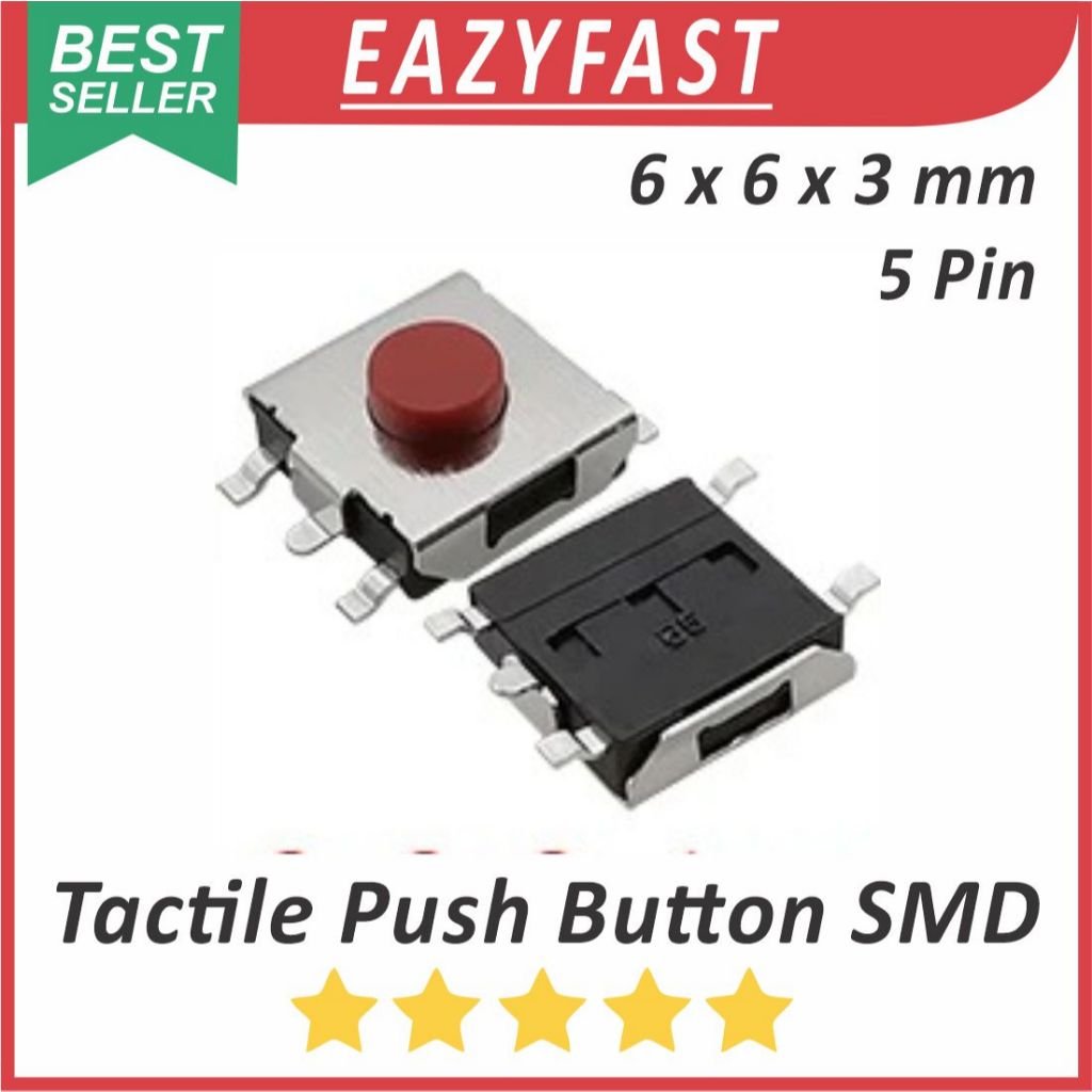 ginee_20251114152750951_8932540121.jpeg Tactile Push Button Switch Key SMD 6x6x3mm 4P 5P 4 5 Pin Kaki 6 x 6 x 3 3.1 mm Saklar Tombol Tact Micro - Image 1