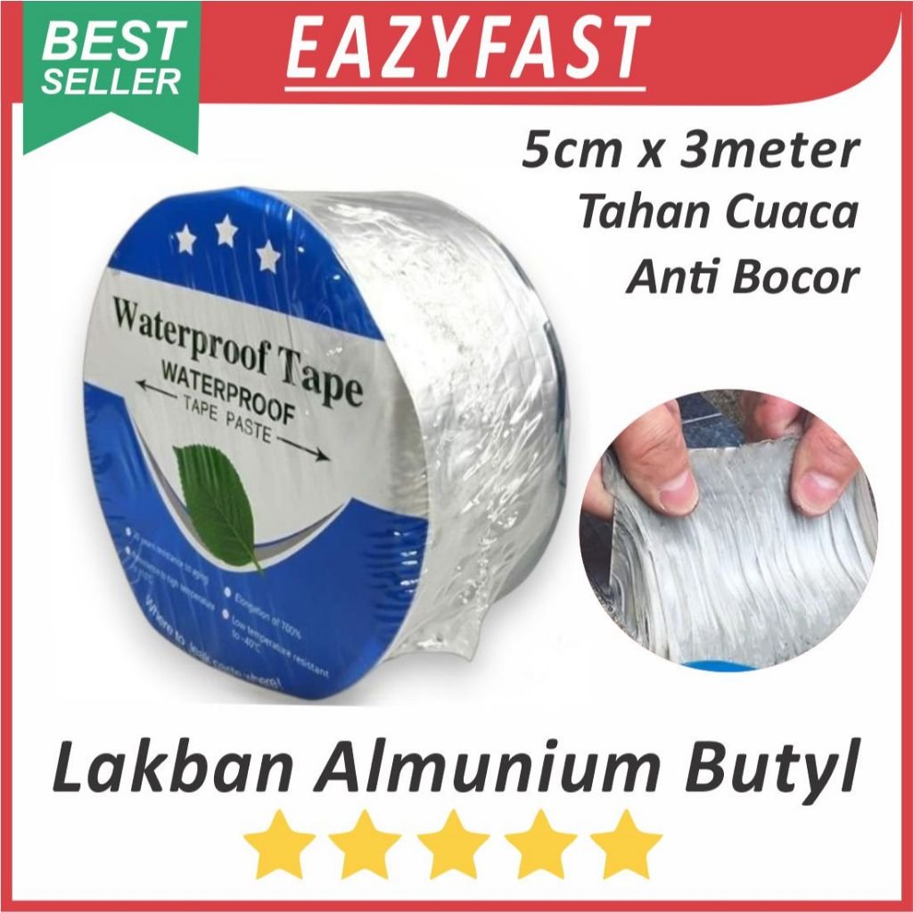 ginee_20251114165654845_1080736077.jpeg Lakban Tape Almunium Butyl 3 meter Lem Tambal Seal Anti Air Bocor Cuaca Waterproof Isolasi Alumunium Foil - Image 1