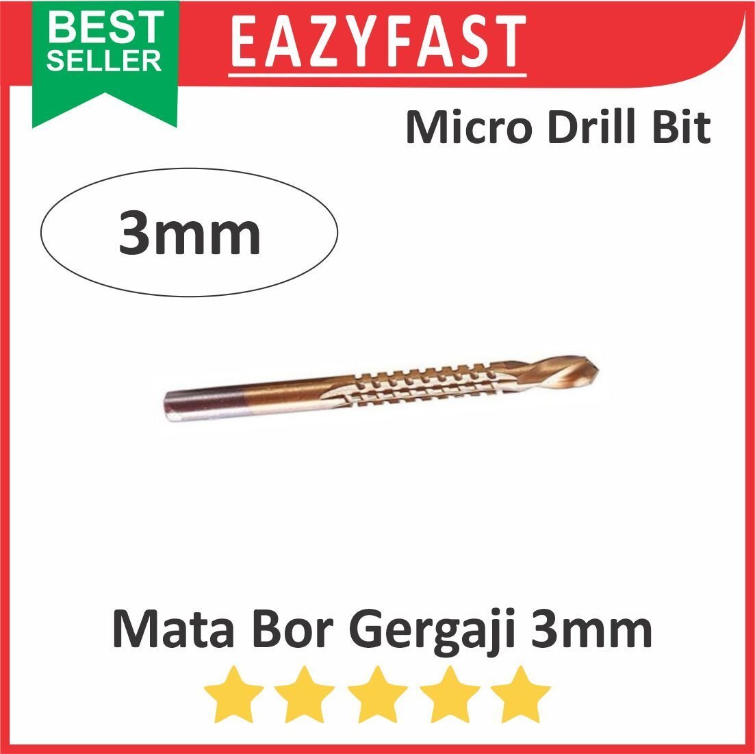 ginee_20241230160138207_3588645280.jpg Mata Bor Gergaji Drill Bit 3mm HSS Titanium Coated - Image 1