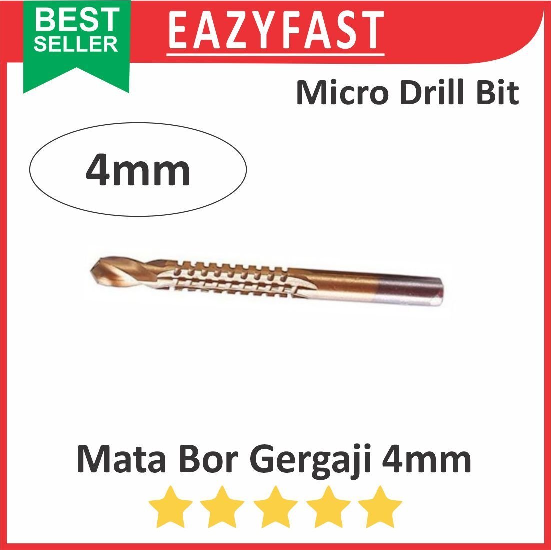 ginee_20241231111422977_2503275734.jpg Mata Bor Gergaji Drill Bit 4mm HSS Titanium Coated - Image 1