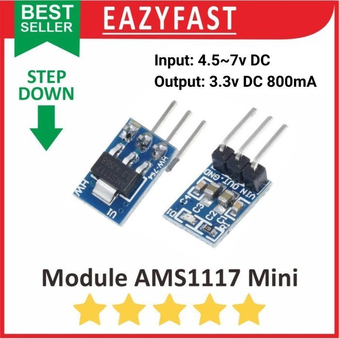 ginee_20250129152850853_1970427449-1.jpg Step Down 1A AMS1117 Mini AMS Module Modul DC Power Supply Regulator - Image 1