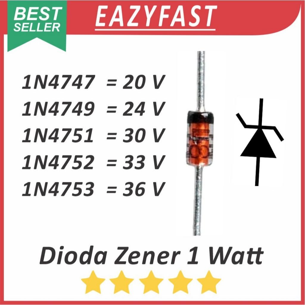 ginee_20251201163232100_3874000650-1-1.jpeg Dioda Zener Diode 1 Watt 20V 24V 30V 33V 36V 1N4747 1N4749 1N4751 1N4752 1N4753 20 24 30 33 36 V Volt 1W - Image 1