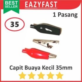 Capit Buaya Sedang 35mm Jepit Kabel Listrik 1 Set Pasang hitam merah