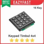 Keypad Timbul Matrix 4x4 16 Rubber Push Button Plastik Hitam Pertamini