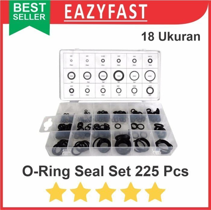 ginee_20241213142631801_3099506167.jpeg O Ring Oring mm Set Pack 225 Pcs Karet Seal Rubber Gasket Washer Black - Image 1