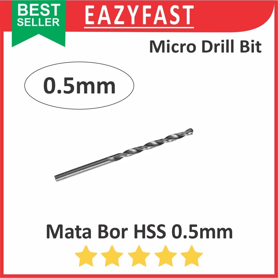 ginee_20241231111228250_6677648237.jpg Mata Bor Micro Drill Bits HSS 0.5mm 0.5 mm Straight Shank - Image 1