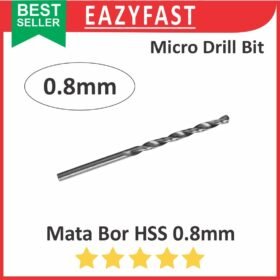 Mata Bor Micro Drill Bits HSS 0.8mm 0.8 mm Straight Shank