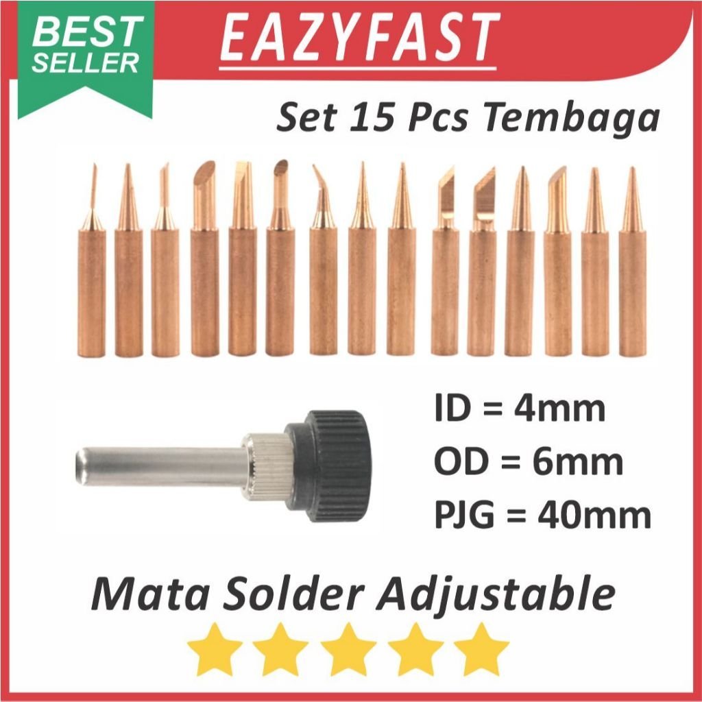 ginee_20251208113238203_8878154968.jpeg Mata Solder Station Tip Adjustable 60W 80W Set 15 in 1 Full Tembaga 60 Watt 80 Watt Service HP SMD - Image 1