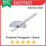 Protactor Penggaris Siku Ukur Sudut Busur Jangka Derajat Drajat Kemiringan Stainless Steel Engrave