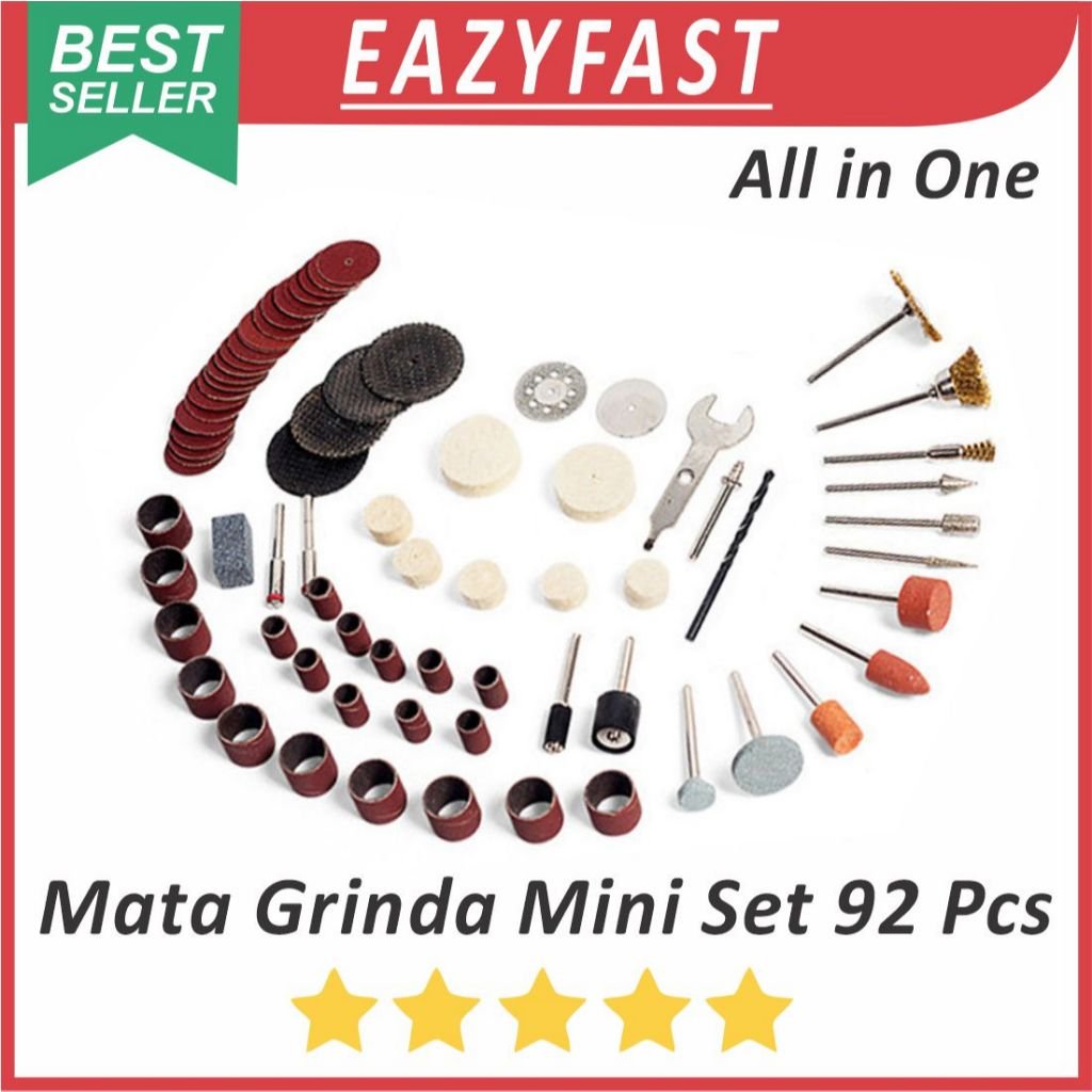 ginee_20260126114701410_4275366961.jpeg Mata Gerinda Mini Paket Set 92 Pcs Amplas Cutting Cut Tuner Sikat Wool Polish Fiber Grinding Bor - Image 1