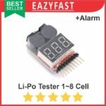 Tester Baterai Lipo Cell 1-8s Battery Test Low Voltage Buzzer Alarm Lithium Polymer 1 2 3 5 6 8 Cell