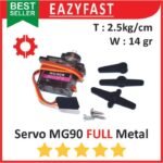 Motor Servo RC MG90 Full Metal Gear 180 Degree Sudut Derajat Drajat 9 G Gram 9g Mini Micro Gearbox Gear Box MG90S MG 90S 90 S Tower Pro TowerPro