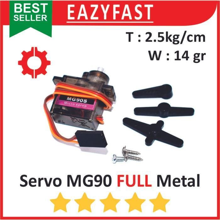 ginee_20260205125903863_1586691815.jpeg Motor Servo RC MG90 Full Metal Gear 180 Degree Sudut Derajat Drajat 9 G Gram 9g Mini Micro Gearbox Gear Box MG90S MG 90S 90 S Tower Pro TowerPro - Image 1