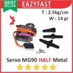 Motor Servo RC MG90 Half Metal Gear 180 Degree Sudut Derajat Drajat 9 G Gram 9g Mini Micro Gearbox Gear Box MG90S MG 90S 90 S Tower Pro TowerPro
