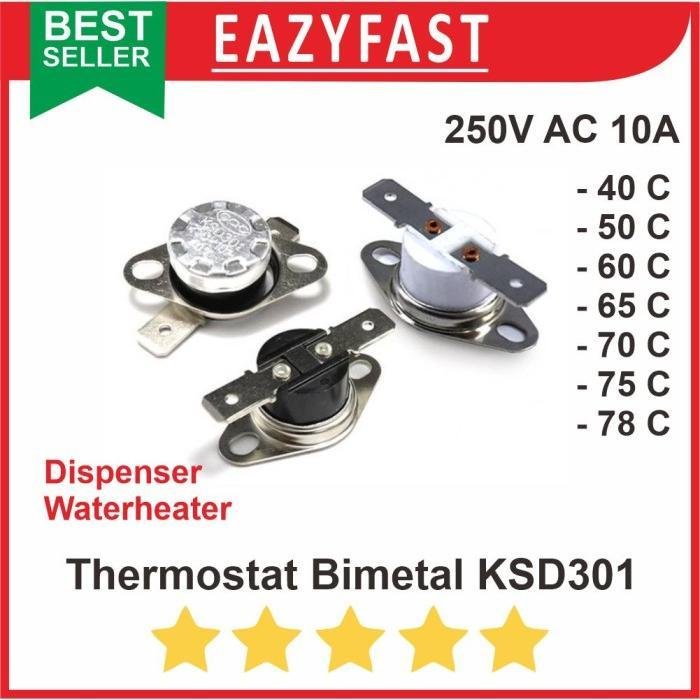 ginee_20260225123204417_4910290320.jpeg Thermostat Bimetal KSD301 AC 10A 40 50 60 70 Thermo Fuse KSD 301 302 - Image 1
