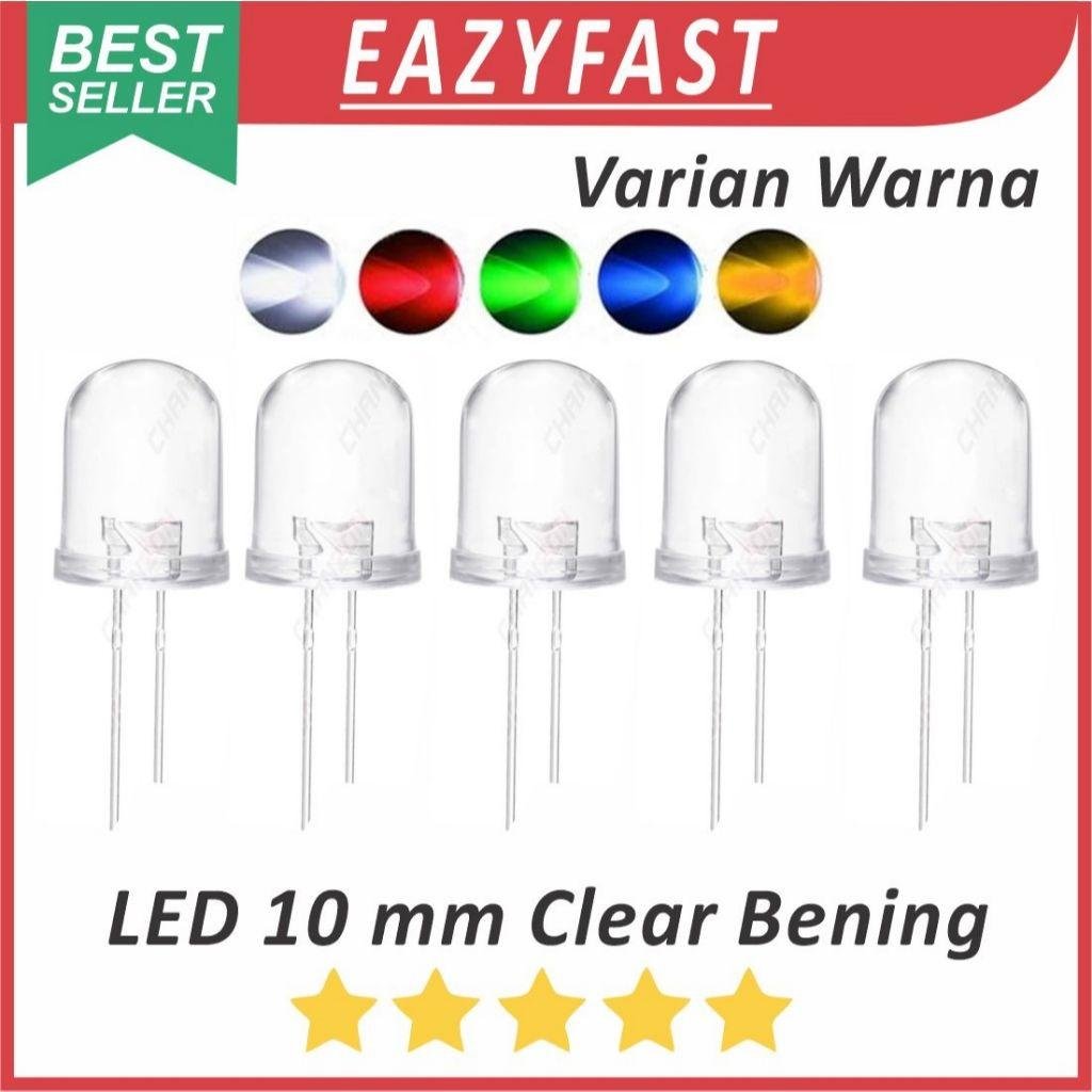 ginee_20260311122405585_6704915012.jpeg Lampu LED 10mm Clear Bening Merah Hijau Biru Kuning Orange Putih Red Green Blue Yellow 10 mm Besar Clean Transparan Transparent - Image 1