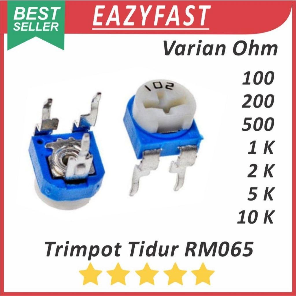 ginee_20260330125945142_3044786851.jpeg Trimpot 100 200 500 1K 2K 5K 10K 1 2 5 10 K Ohm Potensio Variable Resistor RM065 Potentiometer Tidur 101 201 501 102 202 502 103 - Image 1