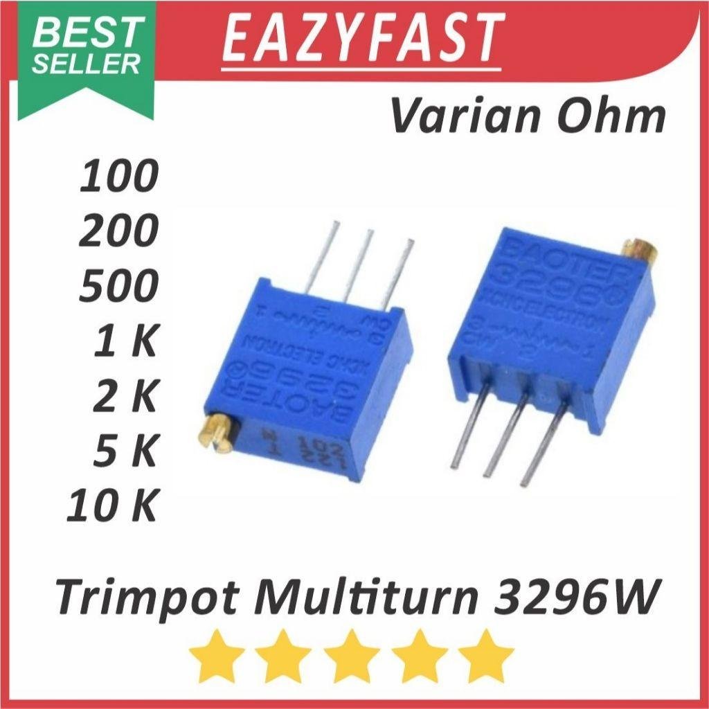 ginee_20260330150114835_1392831920-1.jpeg Trimpot Multiturn Trimmer 100 200 500 1K 2K 5K 10K 1 2 5 10 K Ohm 101 201 501 102 202 502 103 3296 W 3296W Mutli Turn - Image 1