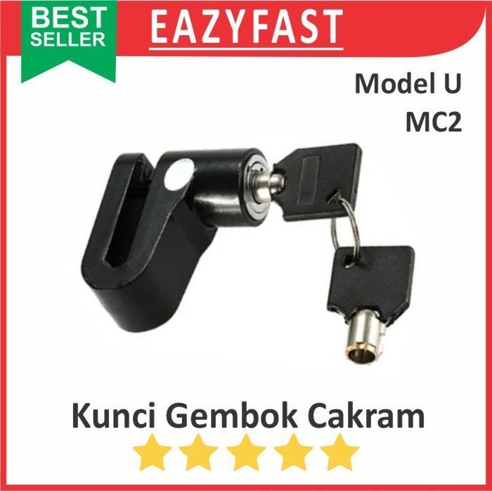 ginee_20241224144259646_0563837473.jpeg Kunci Gembok Piringan Rem Cakram Sepeda Motor MC2 Brake Disc PadLock Ganda Safety Lock Model U - Image 1