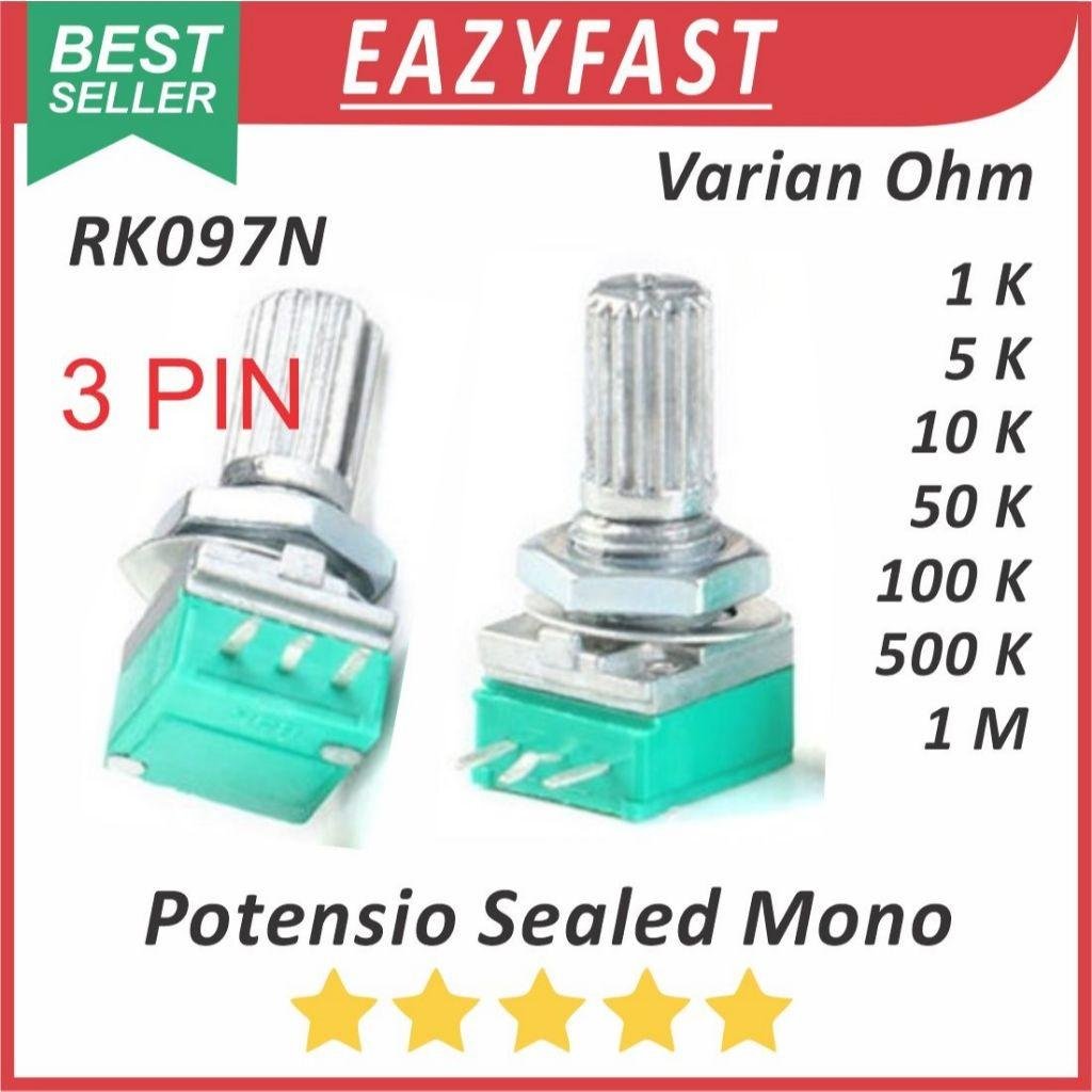 ginee_20260401165300681_9600539631.jpeg Potensiometer Audio Sealed Hijau 3P 3 P Pin Kaki 1K 5K 10K 50K 100K 500K 1M 1 5 10 50 100 500 K Ohm Potensio Potentio Meter RK097N Potentiometer B Linear - Image 1