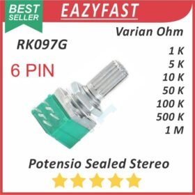 Potensiometer Audio Sealed Hijau Stereo 6P 6 P Pin Kaki 1K 5K 10K 50K 100K 500K 1M 1 5 10 50 100 500 K Ohm Potensio Potentio Meter RK097G Potentiometer B Linear