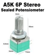 Potensiometer Audio Sealed Hijau Stereo 6P 6 P Pin Kaki 1K 5K 10K 50K 100K 500K 1M 1 5 10 50 100 500 K Ohm Potensio Potentio Meter RK097G Potentiometer B Linear - Image 3