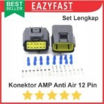 Konektor AMP 12p 12 Pin Kaki Waterproof Connector Anti Socket Kabel