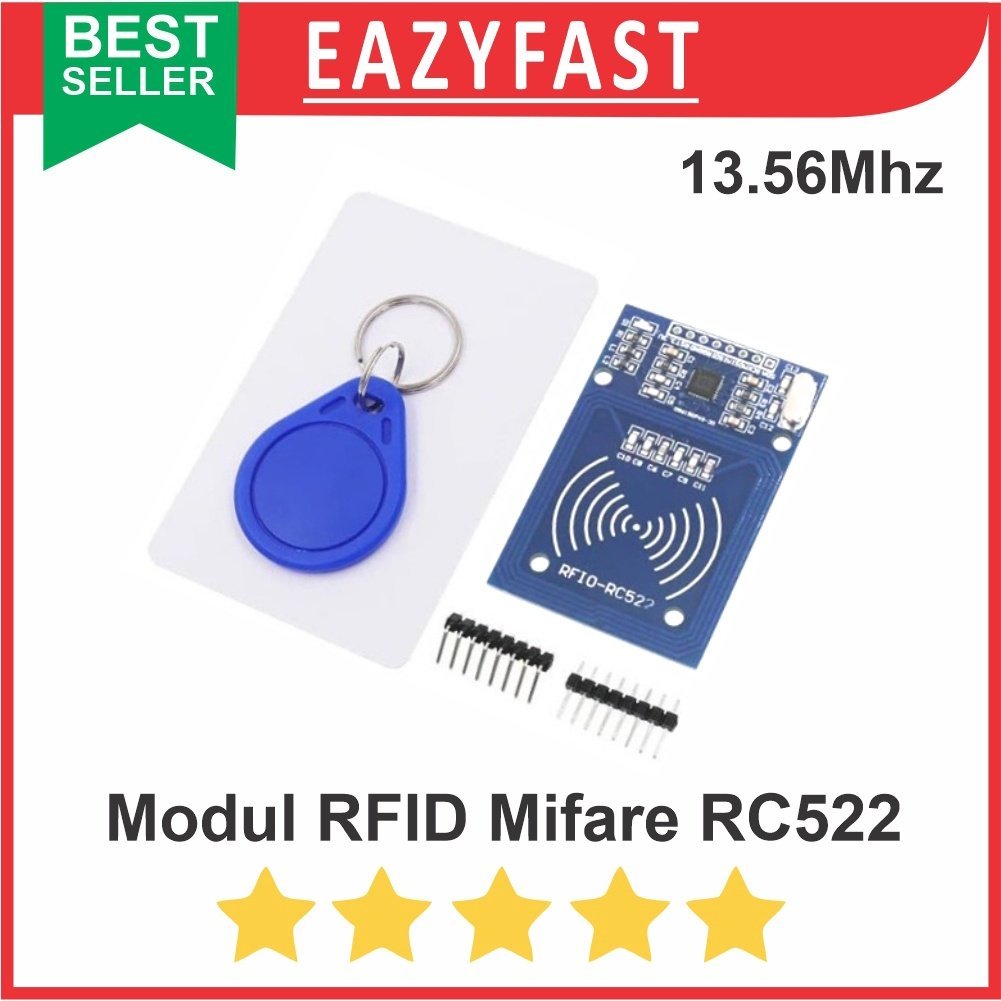ginee_20250904165454313_1238099313.jpg Modul RFID Mifare RC522 RC 522 Kartu RF ID 13.56Mhz Card Tag Read Scan Reader ESP Arduino Compatible Module - Image 1