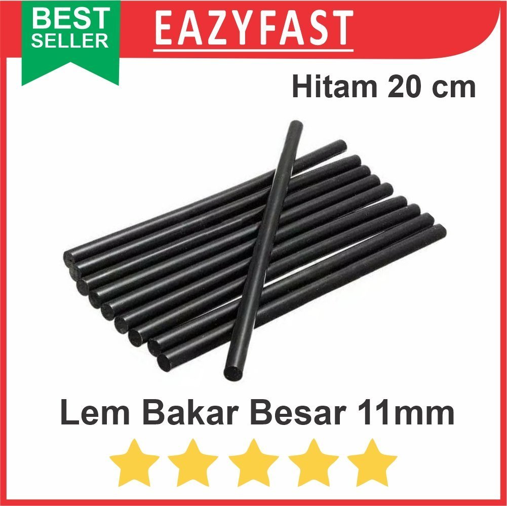ginee_20250916144505727_6419998583.jpg Refill Lem Tembak Lilin Bakar Batang Besar 11mm 1cm Hitam Glue Gun Stick Black - Image 1