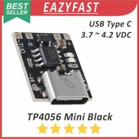 Modul Mini TP4056 Black USB Type C Charger Baterai 18650 Li Ion BMS Lithium Ion 3.7V 4.2V 5V 3.7 4.2 5 V Volt