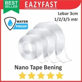 Double Nano Tape Bening Tebal 1 Inch 30mm Lem Tahan Anti Air Waterproof Lakban Isolasi PU Gel