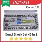 Kunci Rachet Shock Set Tool Kit 40 in 1 Sok Shok Socket Pas Ring Obeng