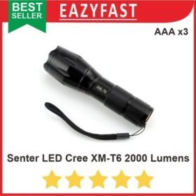 Senter Polisi LED Cree XM-L T6 2000 Lumens 18650 AA x3 Taffware Zoom
