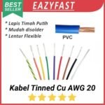 Kabel Serabut Tinned Cu AWG20 AWG 20 NYAF Tembaga Lapis Timah Putih Lentur Flexible PVC JST Audio